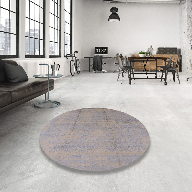 Tapis oriental bleu / beige, Rond 5 pi