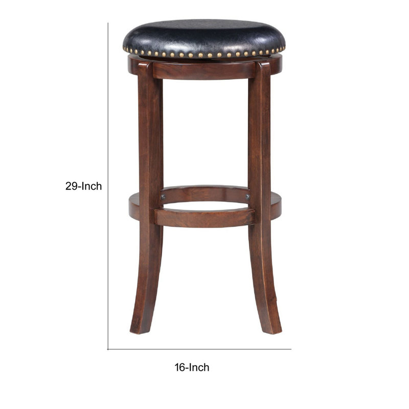 Demetrias Swivel Upholstered Counter Stool with Solid Wood Frame, Walnut Brown