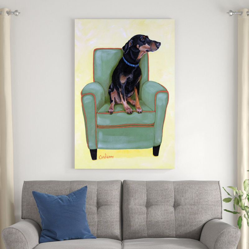Dobie sur fond vert, H 48 po x l 32 po x P 1,25 po