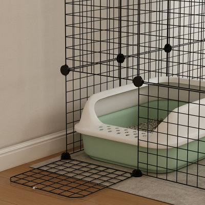  Grande cage à chat à 4 niveaux, parc pour animaux de compagnie avec hamac, plateformes, rampes, accessoires, place d'exercice pour chaton pour 1 à 3 chats, utilisation intérieure, noir