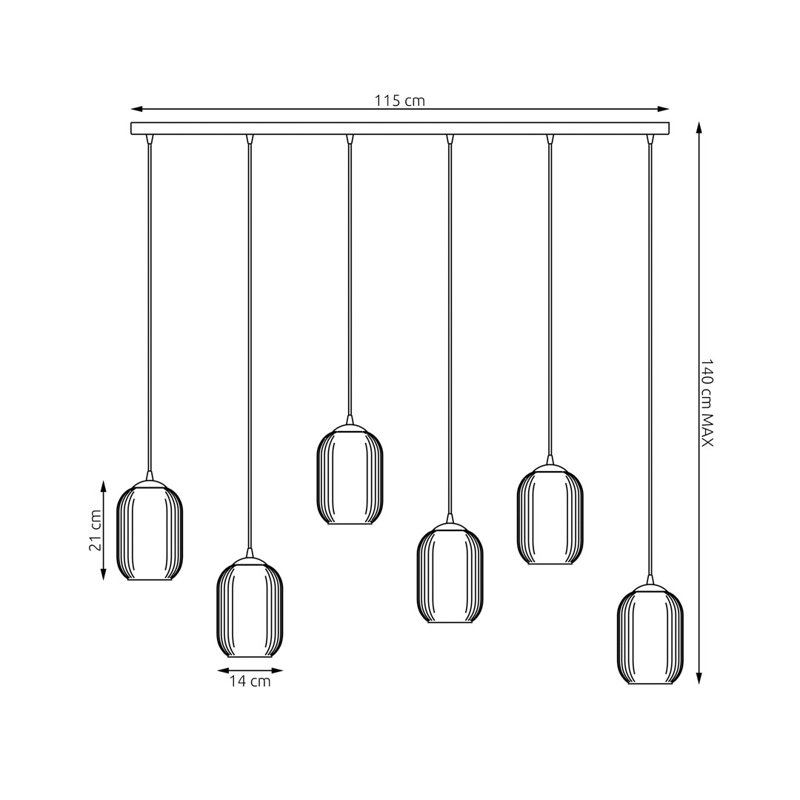 Atmanand 6 - Light Matte Black Pendant, Matte Black/Mix