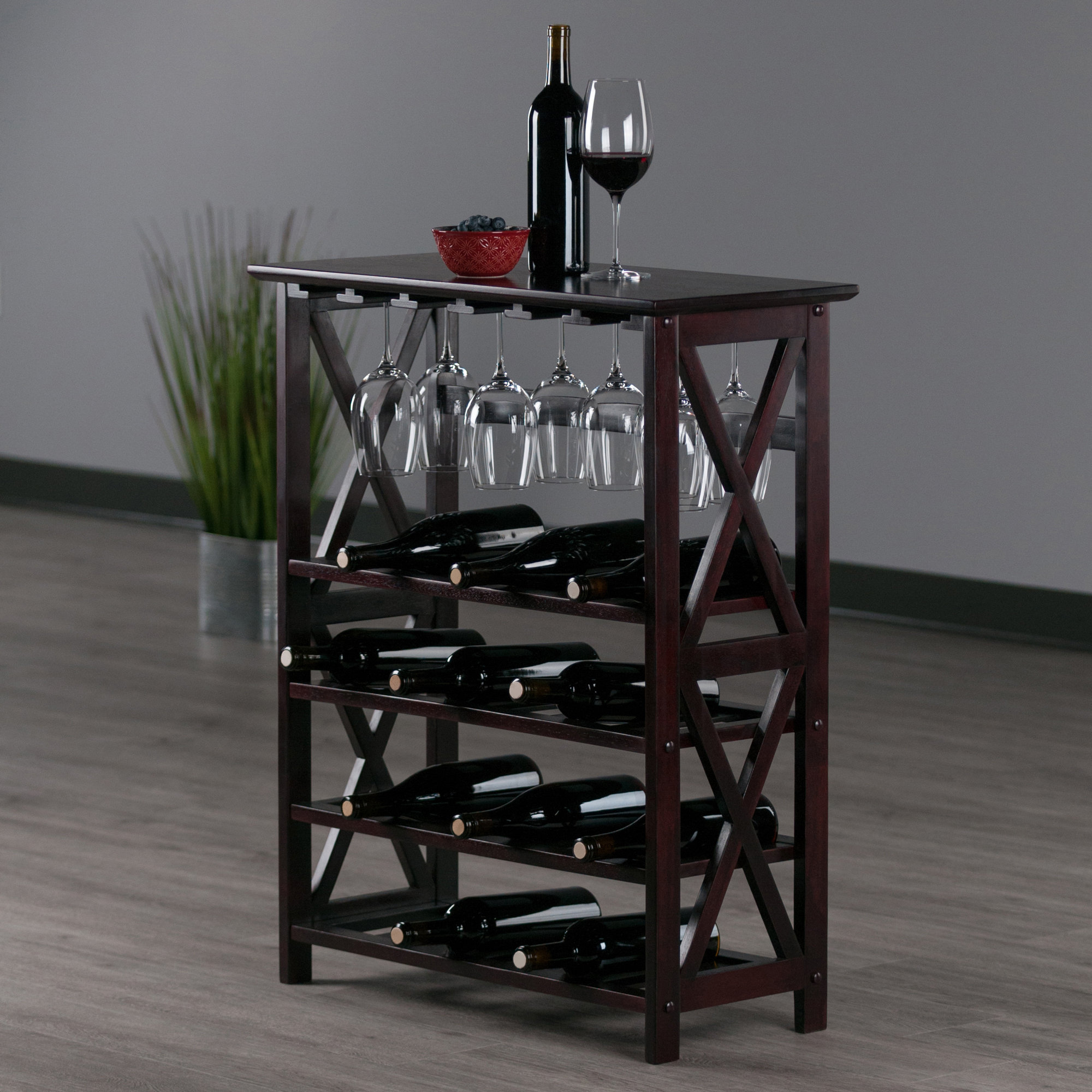 Breakwater Bay Bathurst 24 Bottle Wine Bottle & Glass Rack in Espresso & Reviews Wayfair
