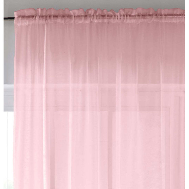 Roiann Sheer Curtain Pair, Pink, 145cm Width x 137cm Drop