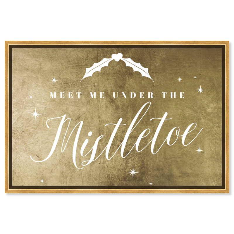 Under the Mistletoe Gold - art textuel sur toile, Cadre flottant doré, H 20 po x l 30 po