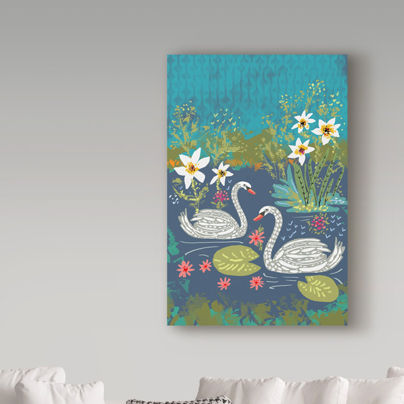 « swans », art sur toile, H 19 po x l 12 po x P 2 po