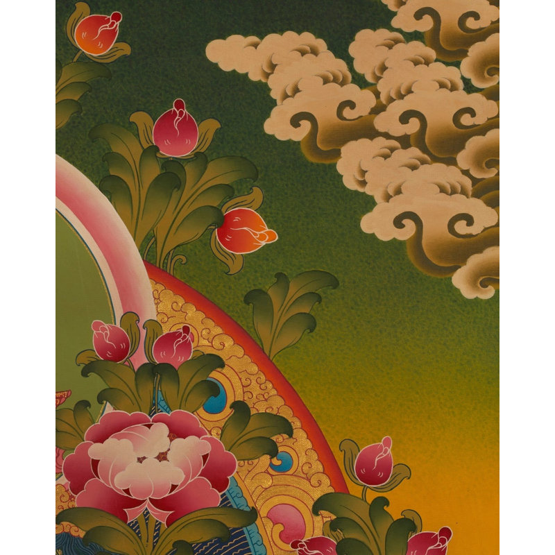 Blanc Tara Thangka (Thangka sans brocart) | Or 24 carats, gouache et acrylique sur toile de coton
