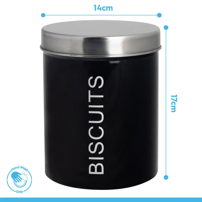 Harbour Housewares - Round Metal Kitchen Biscuit Tin, White