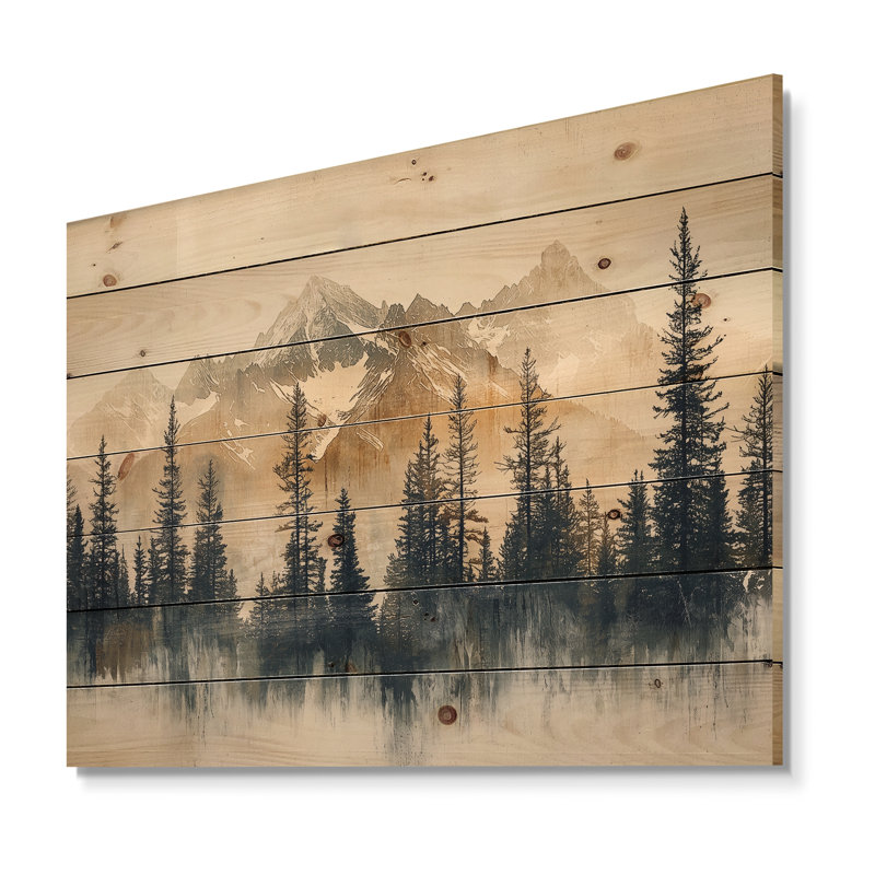 Timber And Peaks Mountain Simplicity In Winter I - Landscape Mountains Wood Print, 30" H x 40" W x 0.78" D