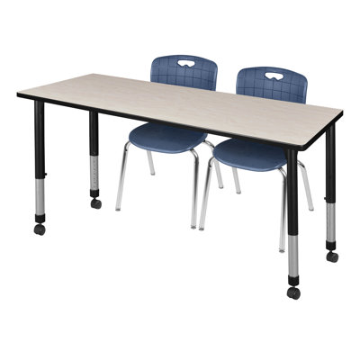 Regency Kee Mobile Adjustable Classroom Table & 2 Andy 18 in. Stack Chairs