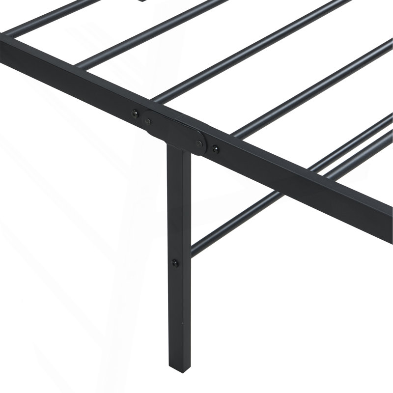 Structure de lit simple, structure de lit en métal robuste, assemblage rapide et facile, sans bruit, Blacktwin, Lit simple