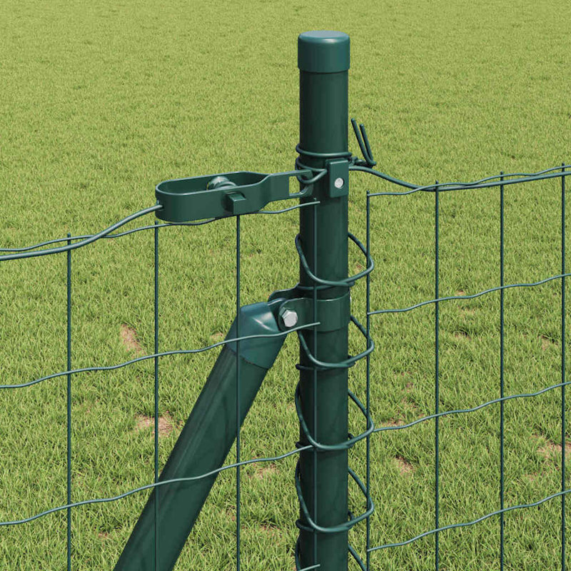 Vidaxl Fence With Posts Steel, Green, 100cm H x 1000cm W x 3.2cm D