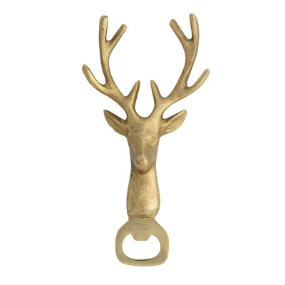 Golden Reindeer Cast Aluminum Bottle Opener