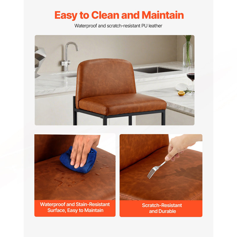 Upholstered Counter Stool with Iron Frame