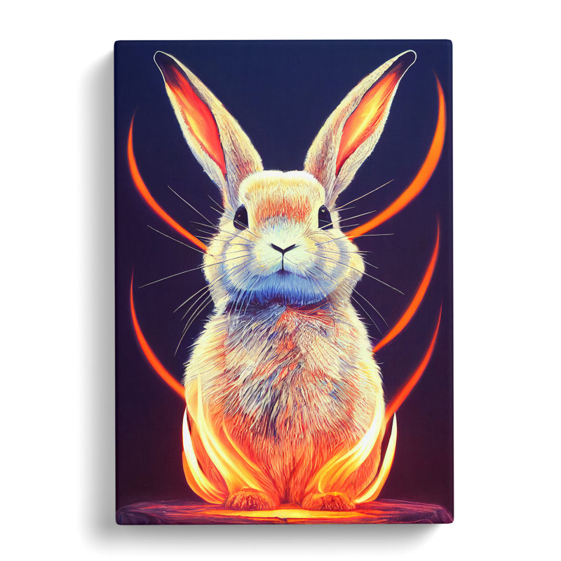 Kyran Rabbit Flame Art - Wrapped Canvas, 60cm H x 40cm W