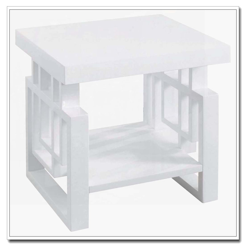 High Glossy White Rectangular End Table