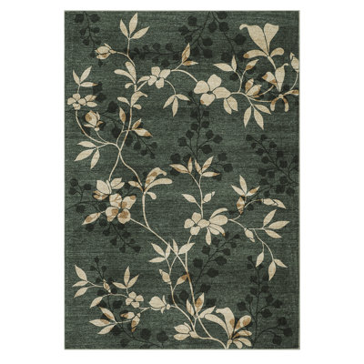  Area Rugs for Living Room 9x12 Non-Slip Green Boho Rug Floral Carpet Modern Machine Washable Carpet for Office Nursery Dining Room Farmhouse Decor