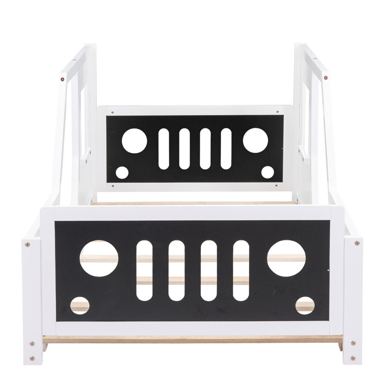 Twin Size Classic Car-Shaped Bed With Wheels, White - Pine Wood And For Bedroom Allure Car Stable Fascinate, White, Twin