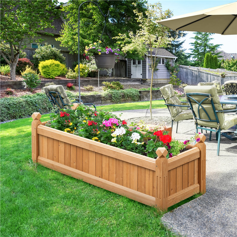Jardinière rectangulaire en bois de sapin Rilynne, H 14 po x l 43,5 po x P 16 po