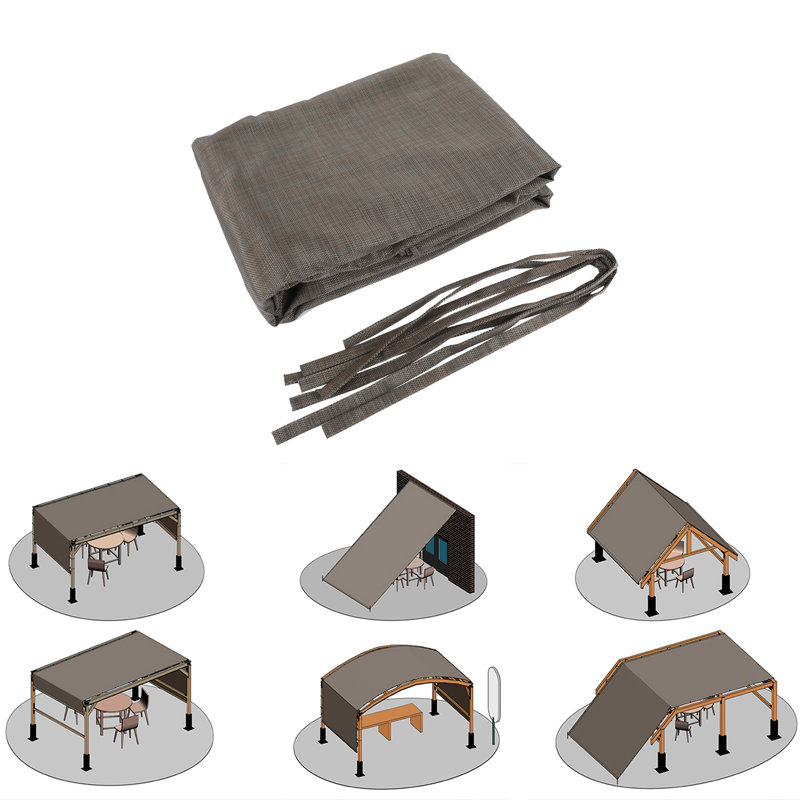 Auvent de patio extérieur en toile PEHD perméable avec œillets (13 pi x 7,7 pi, brun)