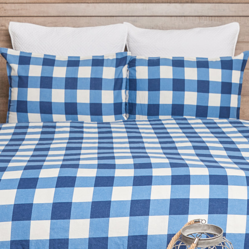 Ensemble de housse de couette réversible Peyton, Bleu, Housse de couette très grand et 2 taies décorati