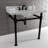 Kingston Brass Monarch 36-Inch Carrara Marble Console Sink with Stainless Steel Legs (8-Inch, 3-Hole)-51154832