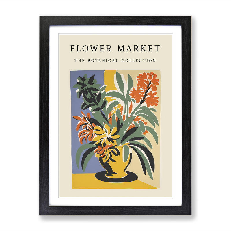 The Botanical Flower Market Exhibition No.5 - Single Picture Frame Print on Wood, 64cm H x 46cm W x 2cm D