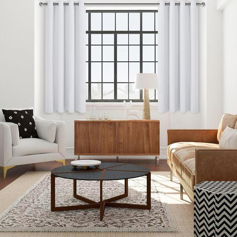 2 Thick Panels Room Darkening Blackout Curtains, Thermal Insulated Block Out Light Grommet Drapes, 52" W x 45" L