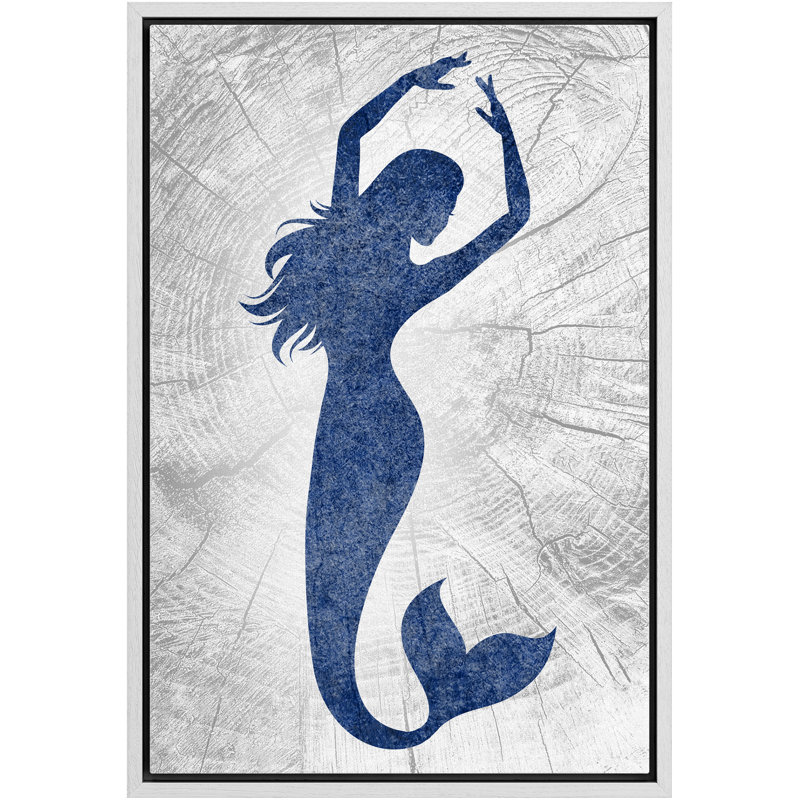 «Mermaid Dancing In Graphite Sea», reproduction sur toile flottante, H 24 po x l 16 po x P 1,5 po, Cadre blanc