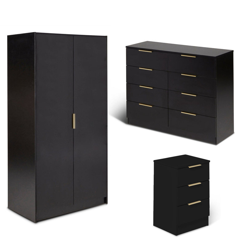Glenhaven 3 Piece Bedroom Set, Pitch Black