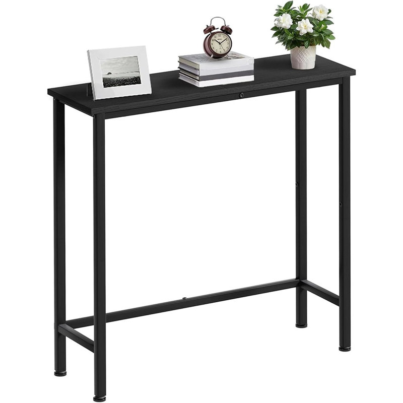 Narrow Console Table, 29.5" Small Entryway Table, Slim Hallway Table, Thin Sofa Side Table For Hallway, Bedroom, Living Room, Foyer, Black