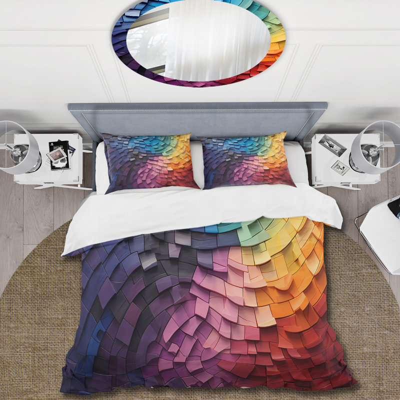 Abstract Rainbow Colorful Arch Collage - Ensemble de housse de couette arc-en-ciel