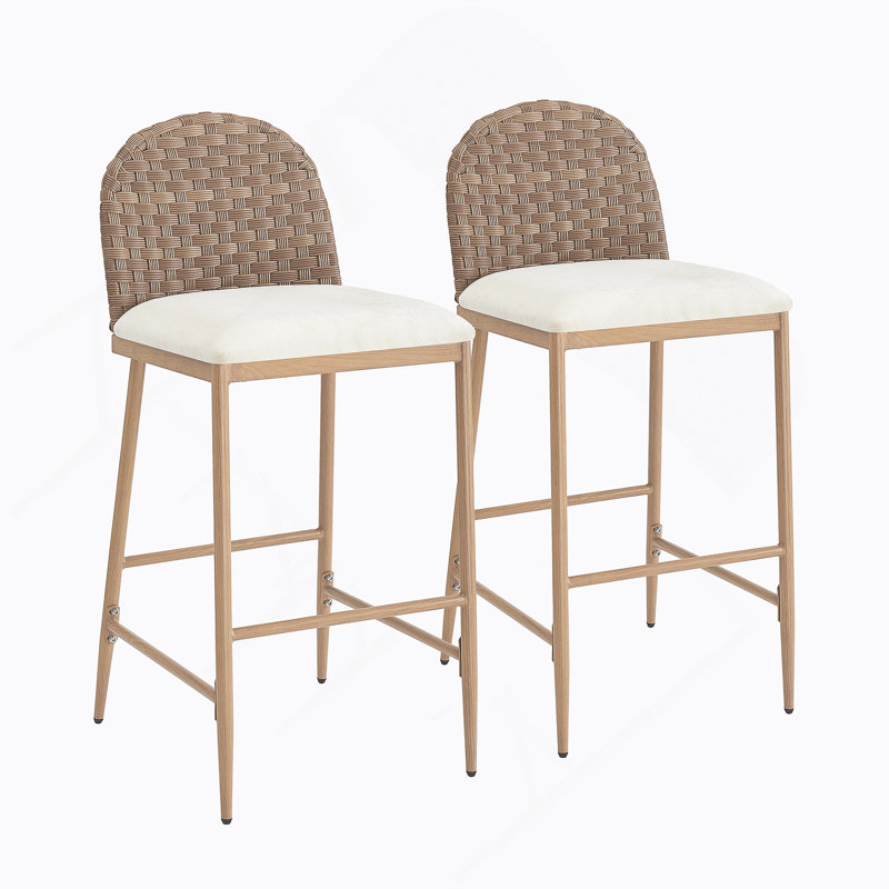 Ensemble de 2 tabourets de bar 29,5 po Farmhouse 29,5 po avec dossier en rotin