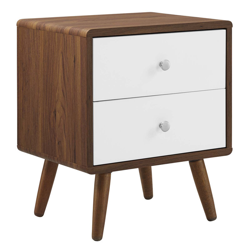 Transmit 2-Drawer Nightstand In Walnut White