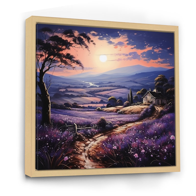 Countryside Lavender Landscape Patchwork III - Landscapes Wall Art Prints, H 16 po x l 16 po x P 1 po, Cadre naturel flottant