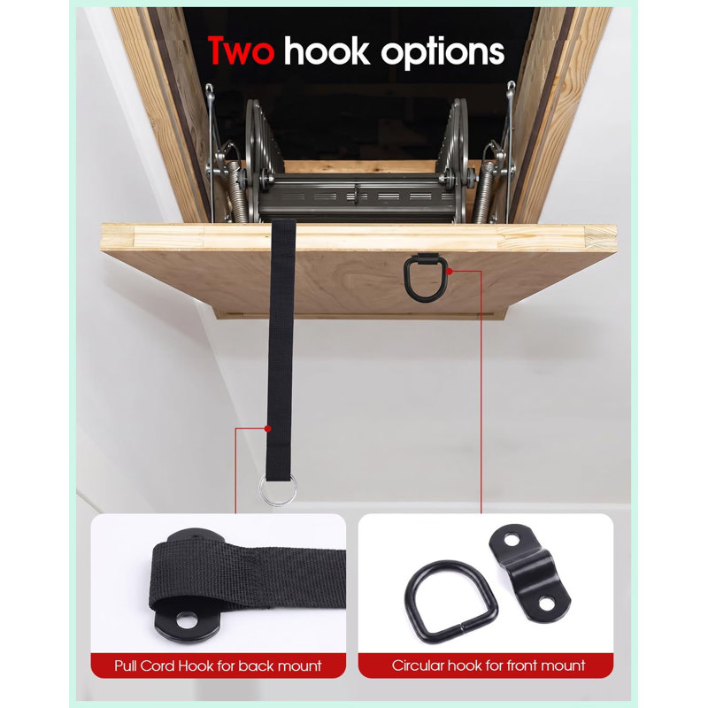Pull Down Hook with Cord for 17-40 Inch Telescoping Attic Stairs Door