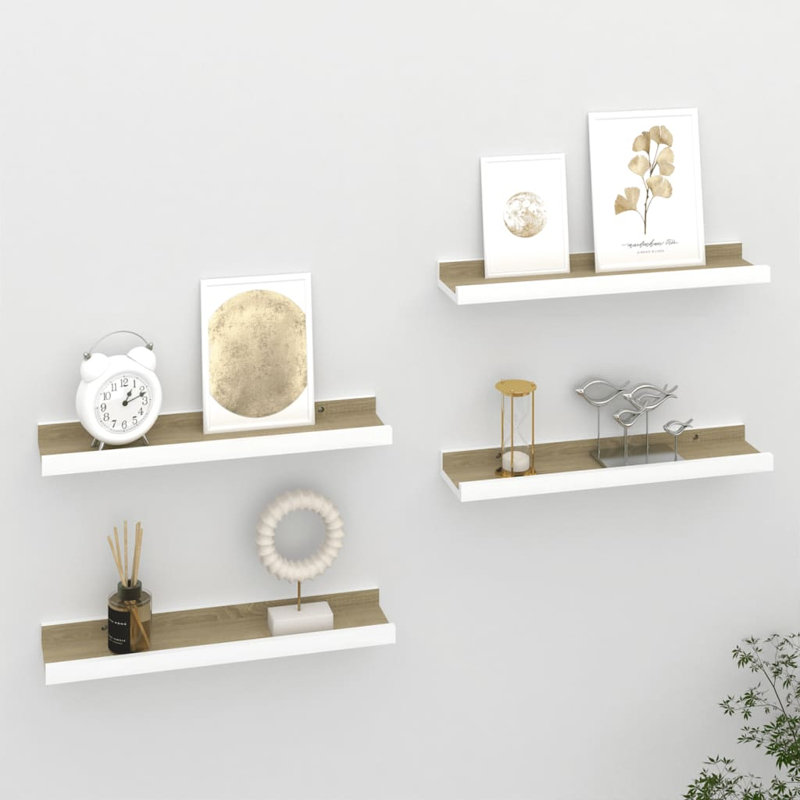 Wall Shelf Floating Shelf Wall Mounted Display Shelf for Photo Frame, 1.2'' H x 31.5'' W x 1.2'' D, Oak