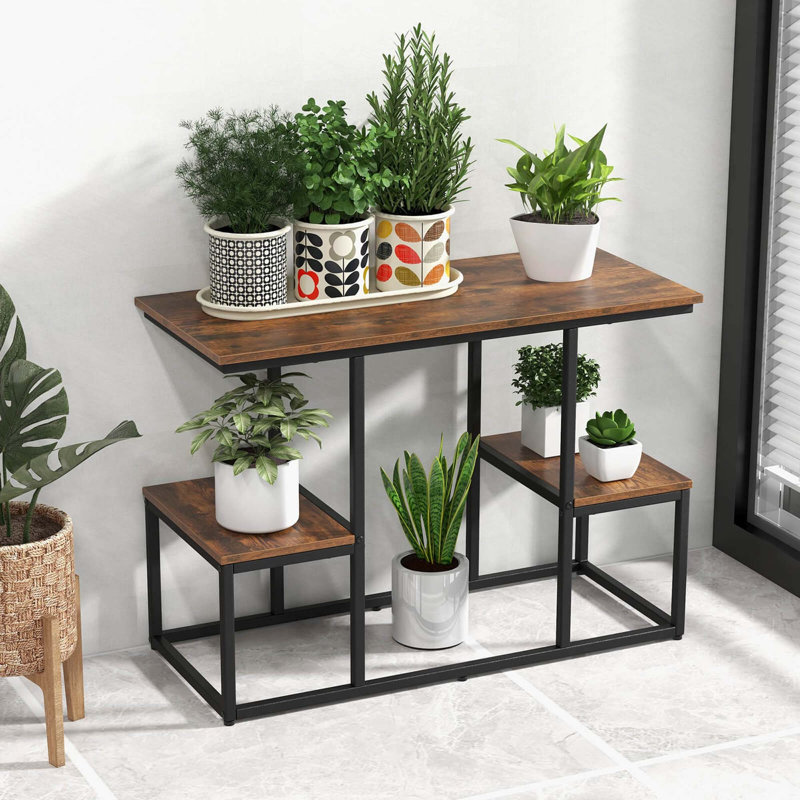 17 Stories Rustic Tv Console Table For 50" Tvs Industrial Sofa Table With Open Storage Shelves