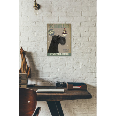 Schnauzer, noir, crème glacée, par Fab Funky - impression sur toile tendue