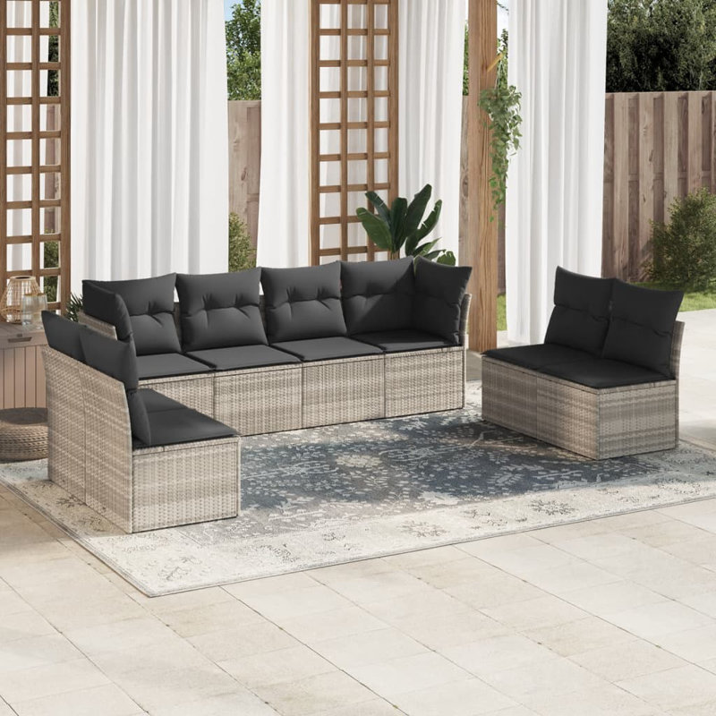 Ensemble de canapé de jardin, Gris, Gris foncé