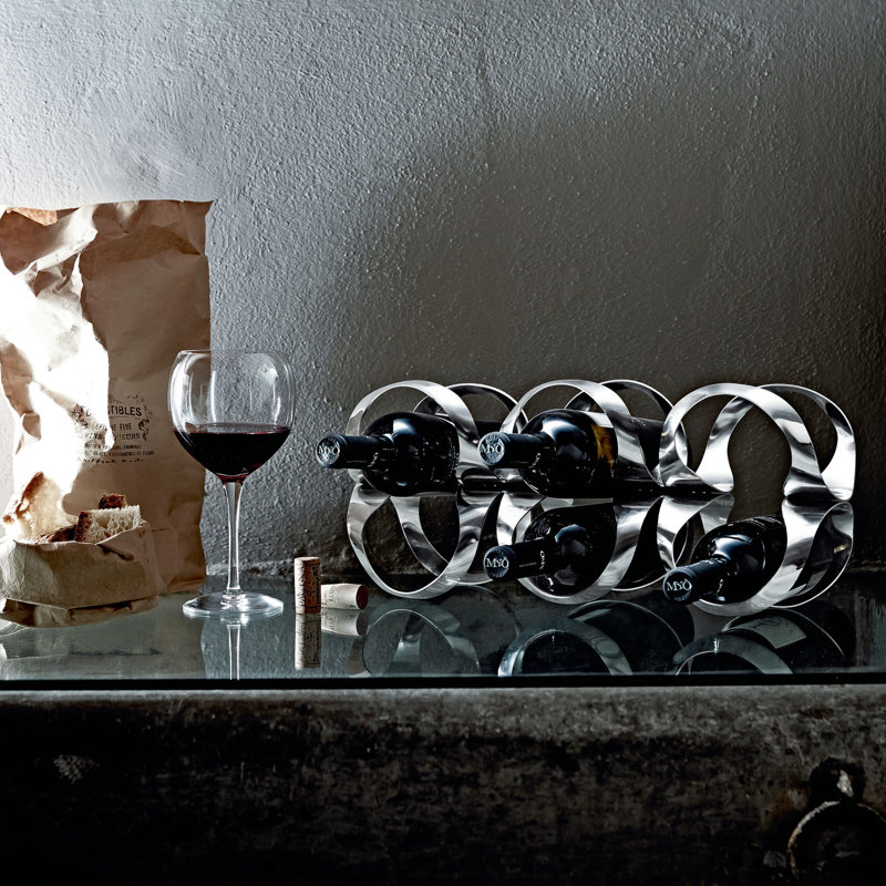 Ribbon Tabletop Wine Bottle Rack, Silver