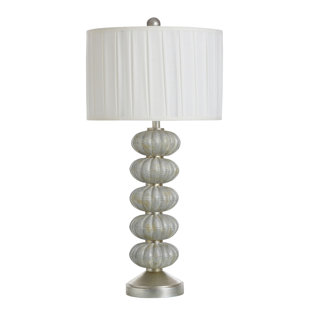 Norman Wyatt Home - Pearline - Anartia Poly Table Lamp - Silver Champagne - White Shade