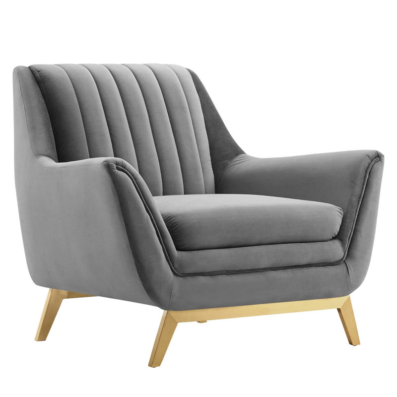 Winsome Channel Tufted Performance Velvet Armchair, Gray 100% Polyester