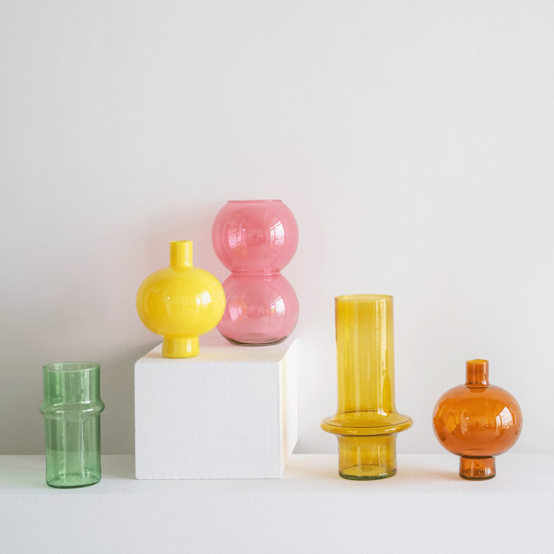 Vase de table en verre Geri, Chêne doré