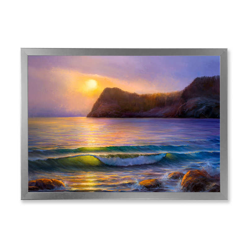 Morning Sunlight On The Sea Waves VII - Décoration murale nautique et côtière en toile, H 24 po x l 36 po x P 1 po