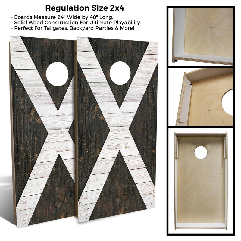 Ensemble de 2 panneaux de cornhole à thème drapeau 2 pi x 4 pi avec étui et lumières, Gris, Écosse
