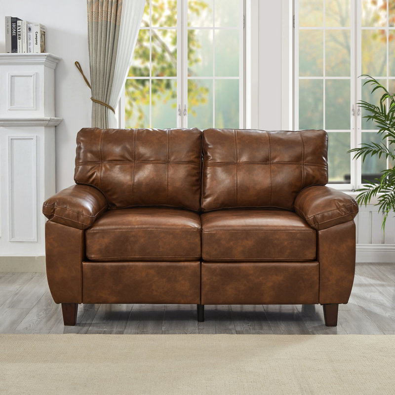 Causeuse moderne en similicuir avec rangement pour les salons confortables, Brun