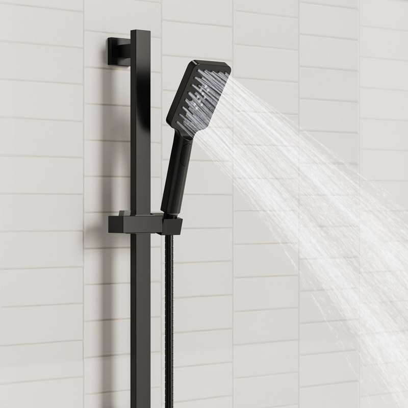 3-Function Handheld Shower with 26-Inch Slide Bar and 59-Inch Hose, Matte Black