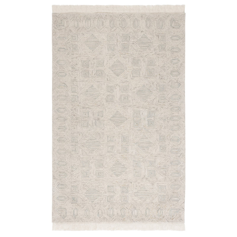 Tapis beige en laine / coton touffeté à la main Jacie, Rectangle 8 pi x 10 pi