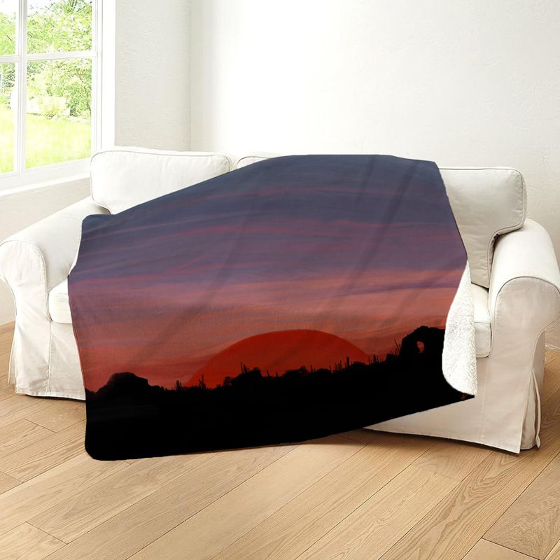 Desert Sunset Small Sherpa Blanket, 50" W x 60" L