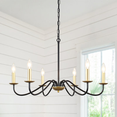 Lustre de style campagnard linéaire classique à 6 lumières de style bougie Ercel pour îlot de cuisine 